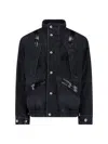 Sacai High Collar Jacket Adjustable Drawstring Front Pockets In Black