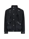 Sacai High Collar Jacket Adjustable Drawstring Front Pockets In Black