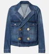 Sacai Double-breasted Denim Jacket In Blue