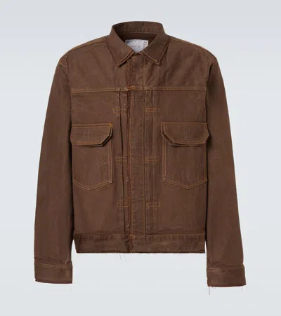 Sacai Denim Jacket In Brown