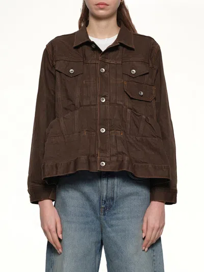 Sacai Denim Jacket In Brown