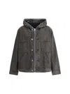 Sacai Gray Hooded Denim Jacket In Gray