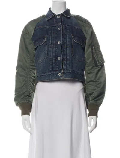 Pre-owned Sacai Denim Jacket In Green