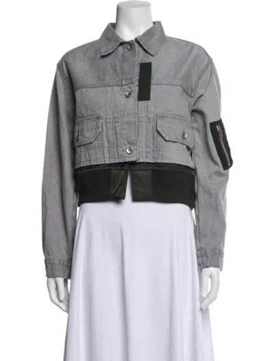 Pre-owned Sacai Denim Jacket In Grey