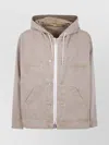 Sacai Denim Jacket With Adjustable Hem And Hood In Neutral