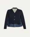 Sacai Denim Knit Cardigan In Blue