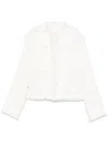 Sacai Cropped Denim Jacket Fringe Detailing In White