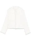 Sacai Cropped Denim Jacket Fringe Detailing In White