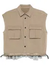 Sacai Beige Mix Denim Shirt In Brown