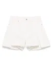 Sacai Denim Shorts With Belt Loops And Flounces In White
