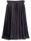 Sacai Pleated Grey Skirt With Denim And Soft Fabric Construction In Black