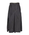 Sacai Indigo Mix Denim Midi Skirt In Black