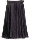 Sacai Pleated Grey Skirt With Denim And Soft Fabric Construction In Black