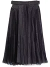 Sacai Pleated Grey Skirt With Denim And Soft Fabric Construction In Black