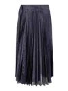 Sacai Denim And Voile Skirt In Blue