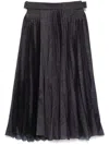 Sacai Pleated Grey Skirt With Denim And Soft Fabric Construction In Black