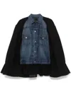 Sacai Denim-panel Cape In Black