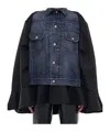 Sacai Denim-panel Cape In Black