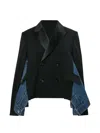 Sacai Denim Panel Jacket In Blue