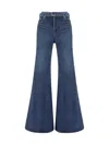 Sacai Belted Mid-rise Flared Jeans In Blue
