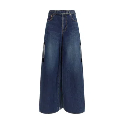 SACAI DENIM PANTS WITH LINER BACK