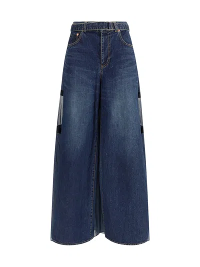 SACAI DENIM PANTS WITH LINER BACK
