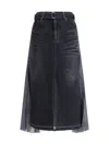 Sacai Midi Skirt In Black
