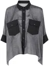 Sacai Satin And Denim Oversized Shirt In Black