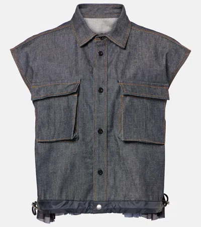 Sacai Denim Shirt In Blue