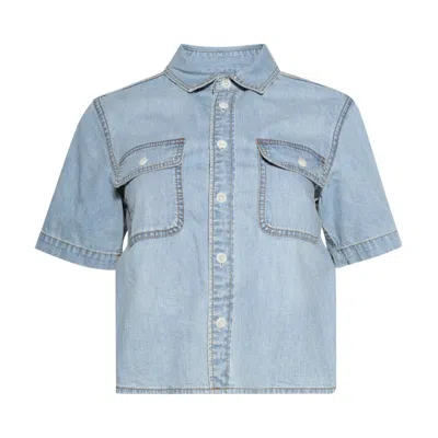 Pre-owned Sacai Denim Shirt 'light Blue/light Grey' | Women's Size 1