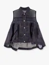Sacai Sheer Panel Mixed Media Denim Shirt