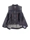 Sacai Indigo Cotton Vest With Semi-transparent Inserts In Blue