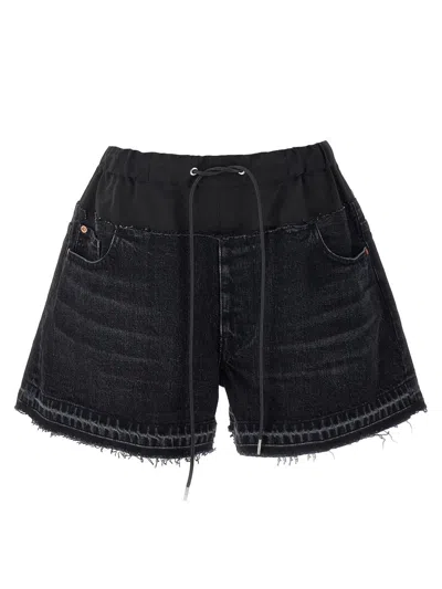 Sacai Denim Shorts In Black