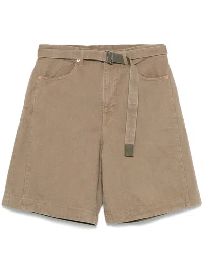 Sacai Denim Shorts In Neutrals