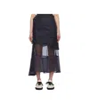 Sacai Indigo Mix Denim Maxi Skirt In Black