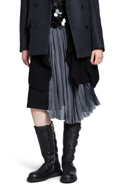 Sacai Denim Skirt In Black