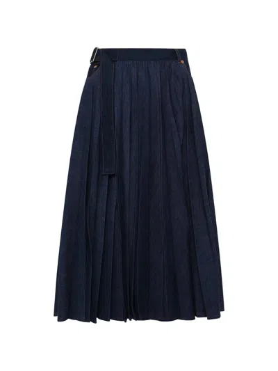 Sacai Denim Skirt In Black