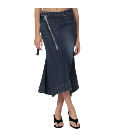 Sacai Asymmetric Blue Denim Skirt
