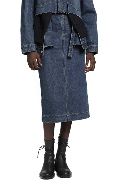 Sacai Denim Skirt In Blue