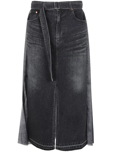 Sacai Denim Skirt Clothing In Black
