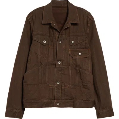 Sacai Denim Trucker Jacket In Brown