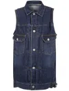Sacai Oversized Denim Vest For In Blue