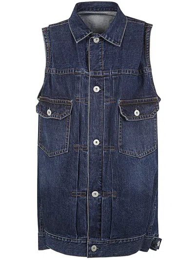 Sacai Denim Vest Clothing In Blue