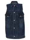 Sacai Oversized Denim Vest For In Blue