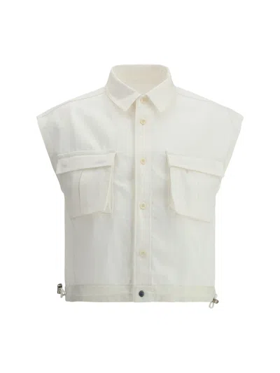 Sacai Denim Vest In Off White