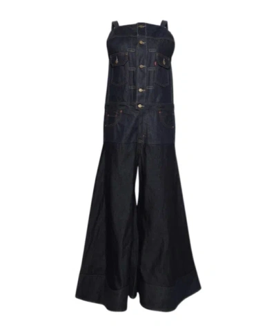 Sacai Denim Wide-leg Jumpsuit In Purple