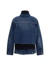 Sacai Denim With Wool Knit Layer Jacket In Blue