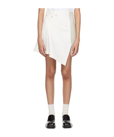 Sacai Denim Wool Melton Skirt In White