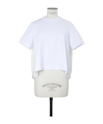Sacai Denim X Cotton Jersey T-shirt In White