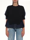Sacai Denim X Knit Pullover In Black